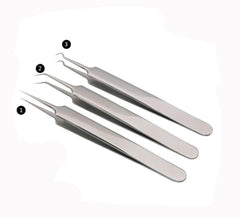 3PCS Silver Professional Remove Blackheads Tweezers Set