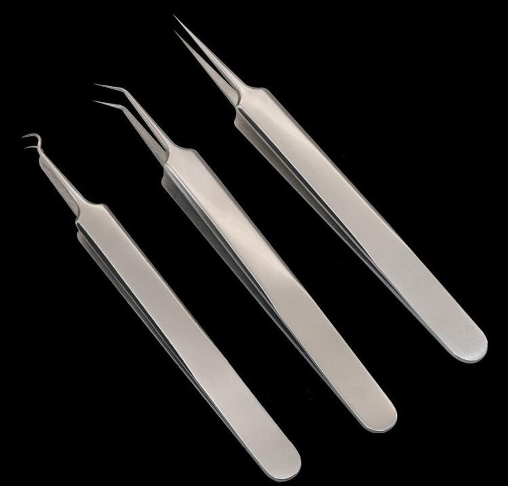 3PCS Silver Professional Remove Blackheads Tweezers Set