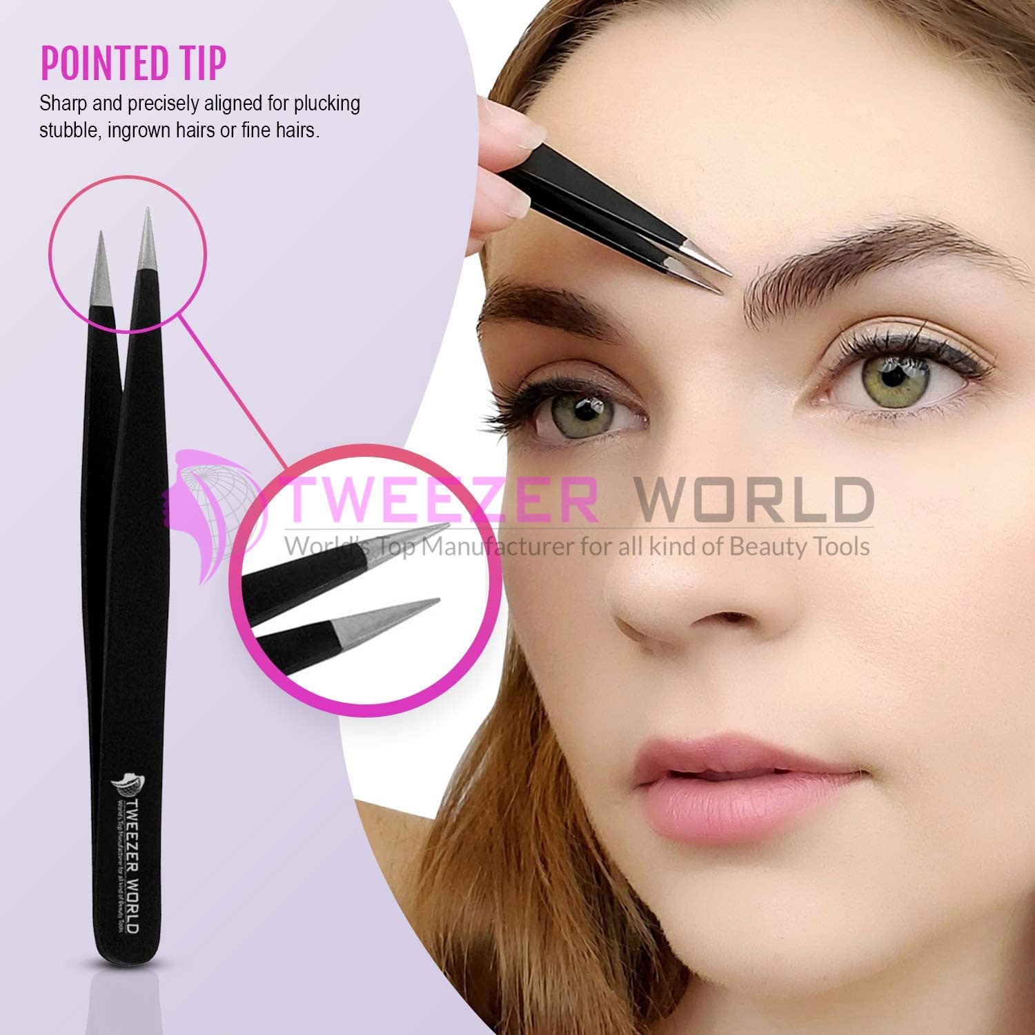 Amazon Hot Seller 5pcs Black Set Scissor Tweezers For Eyebrows