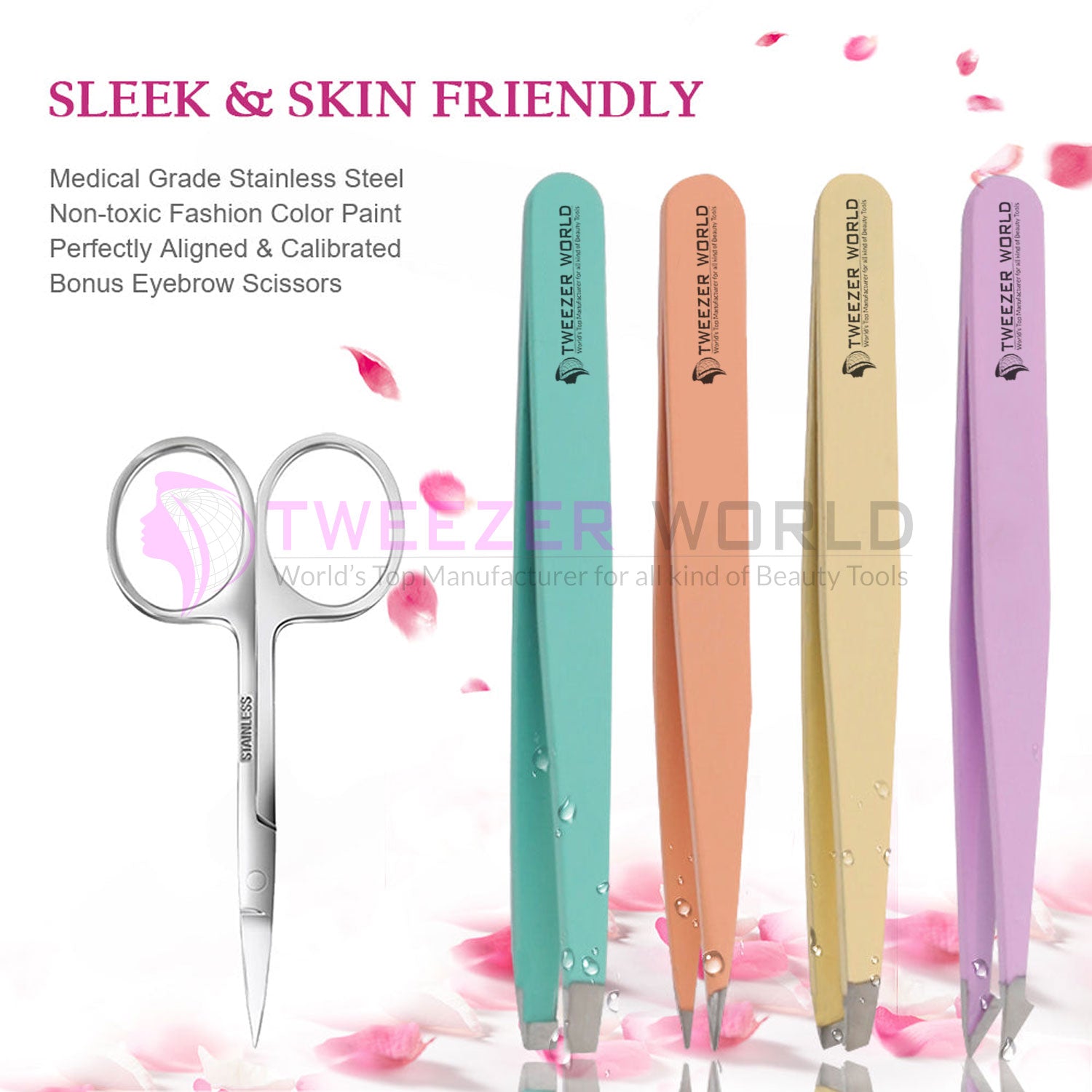 Amazon Best Selling 5pcs Eyebrow Tweezers Plucker Set With Scissor