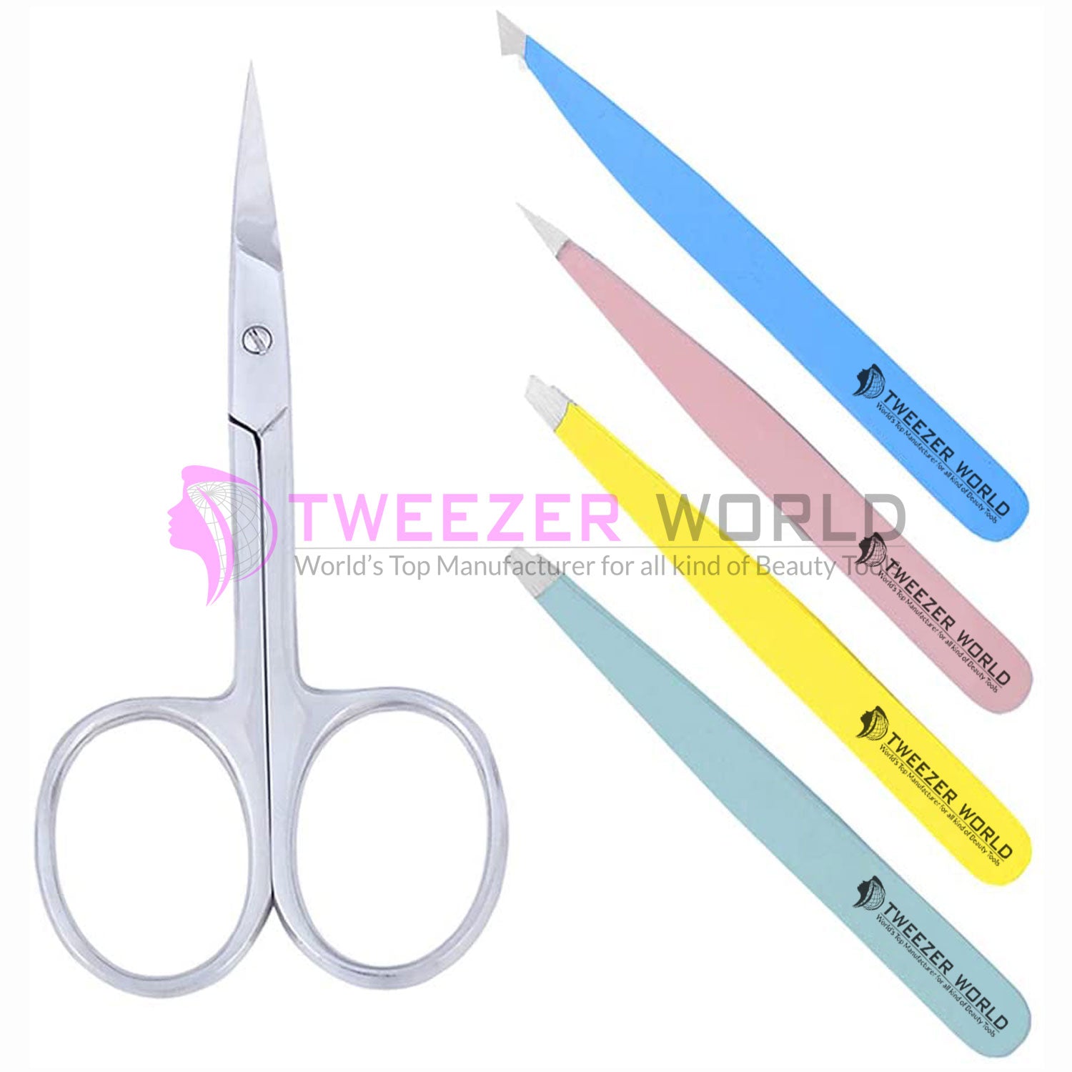 Professional 5pcs Eyebrow Tweezers Set With Scissor