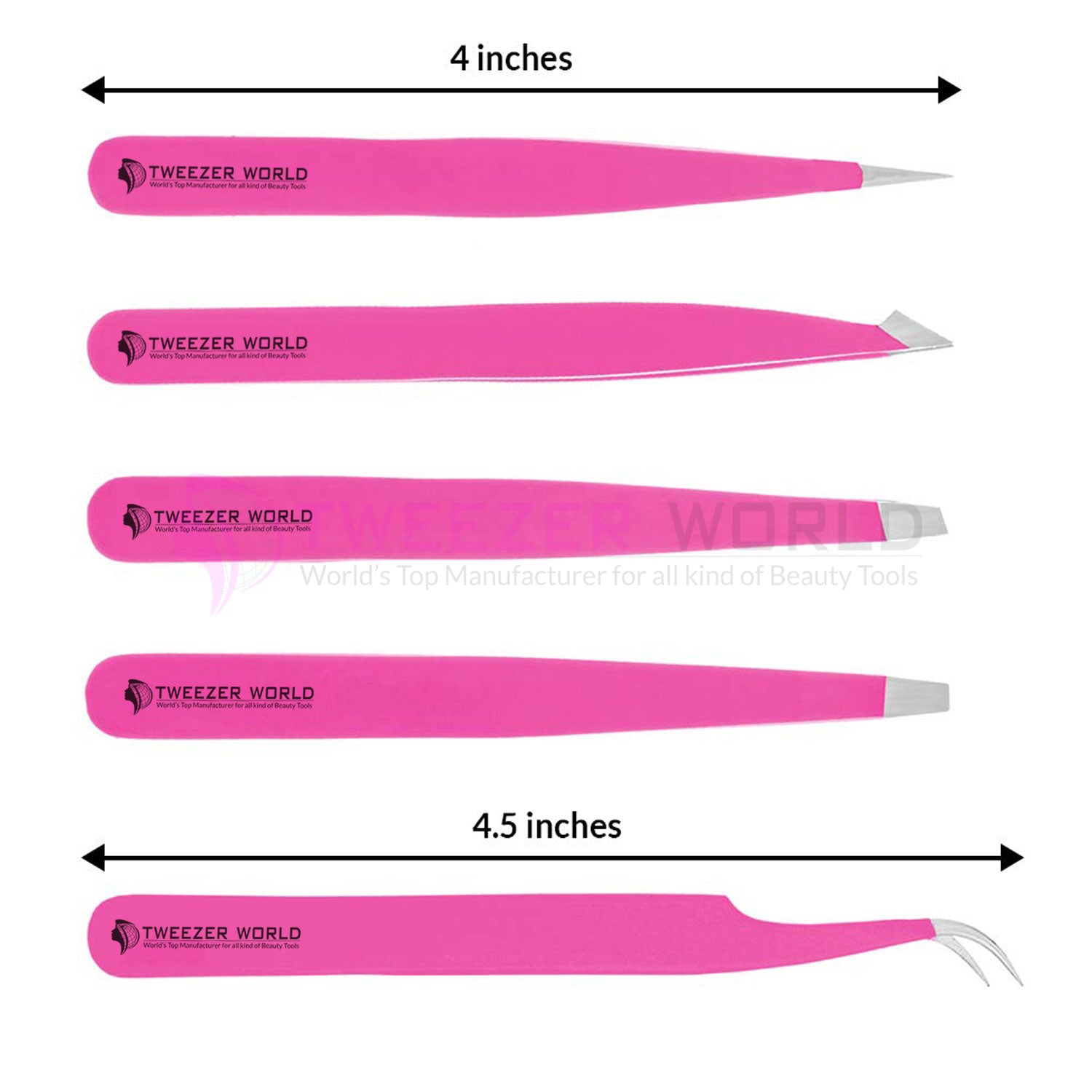 Top Rated 5pcs Hot Pink Eyebrow Tweezers Set Best Slanted Tweezers