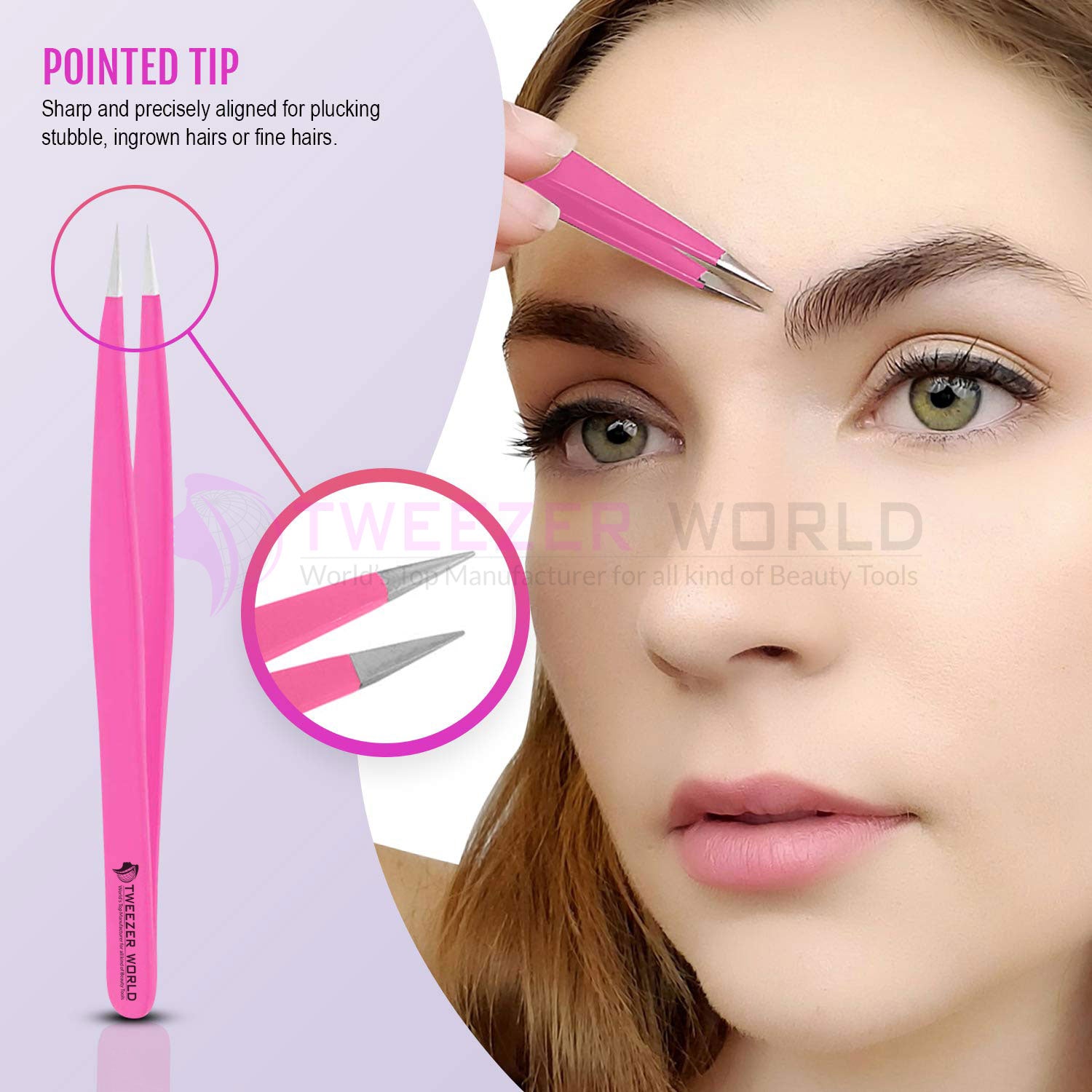 Top Rated 5pcs Hot Pink Eyebrow Tweezers Set Best Slanted Tweezers