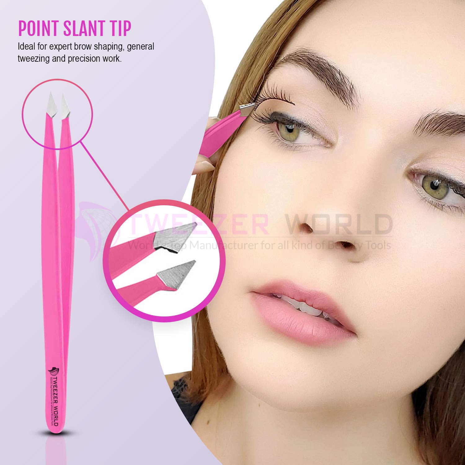 Top Rated 5pcs Hot Pink Eyebrow Tweezers Set Best Slanted Tweezers