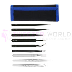 9 Pieces Professional ESD Anti-Static Stainless Steel Tweezers set