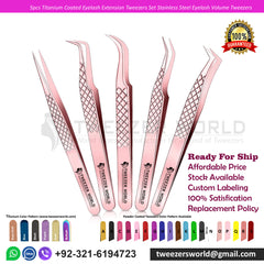 5pcs Titanium coated Volume Tweezers Eyelash Extension Sets