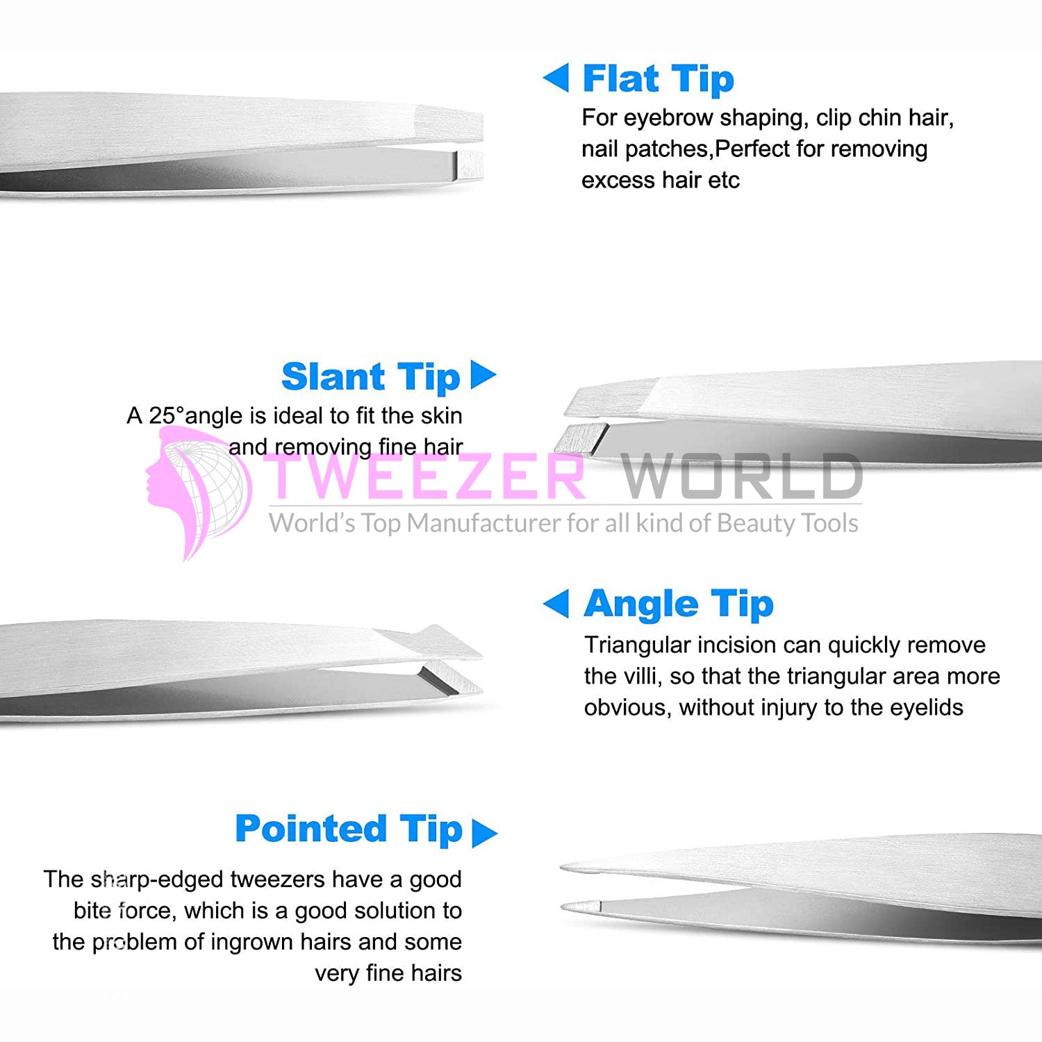 Top Rated 5pcs Silver Best Tweezers For Eyebrow Set With Scissor