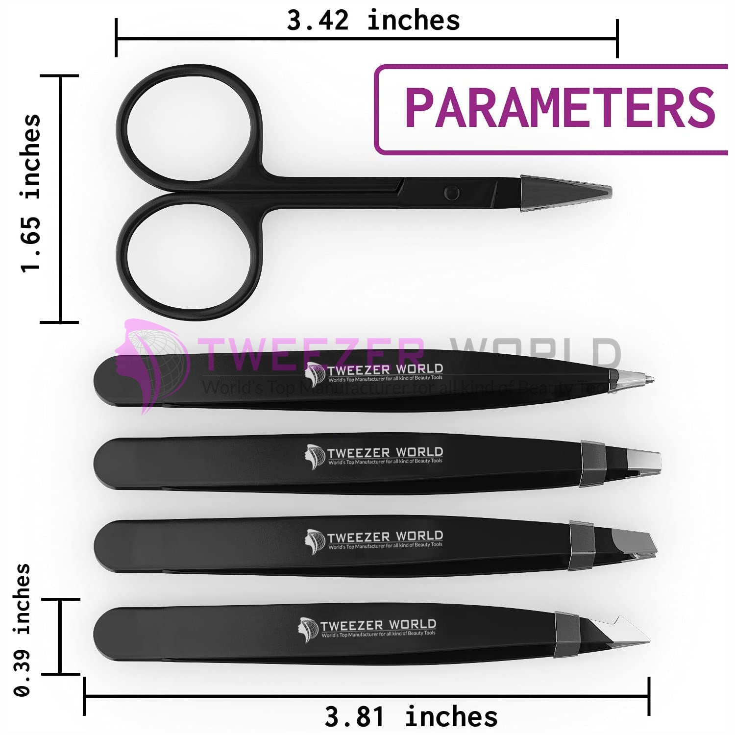 Top Rated 5Pcs Eyebrow Hair Removal Tweezers Set With Scissor