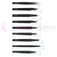 Precision Tweezers Pack of 9, ESD Stainless Steel Anti-static Tool Kit