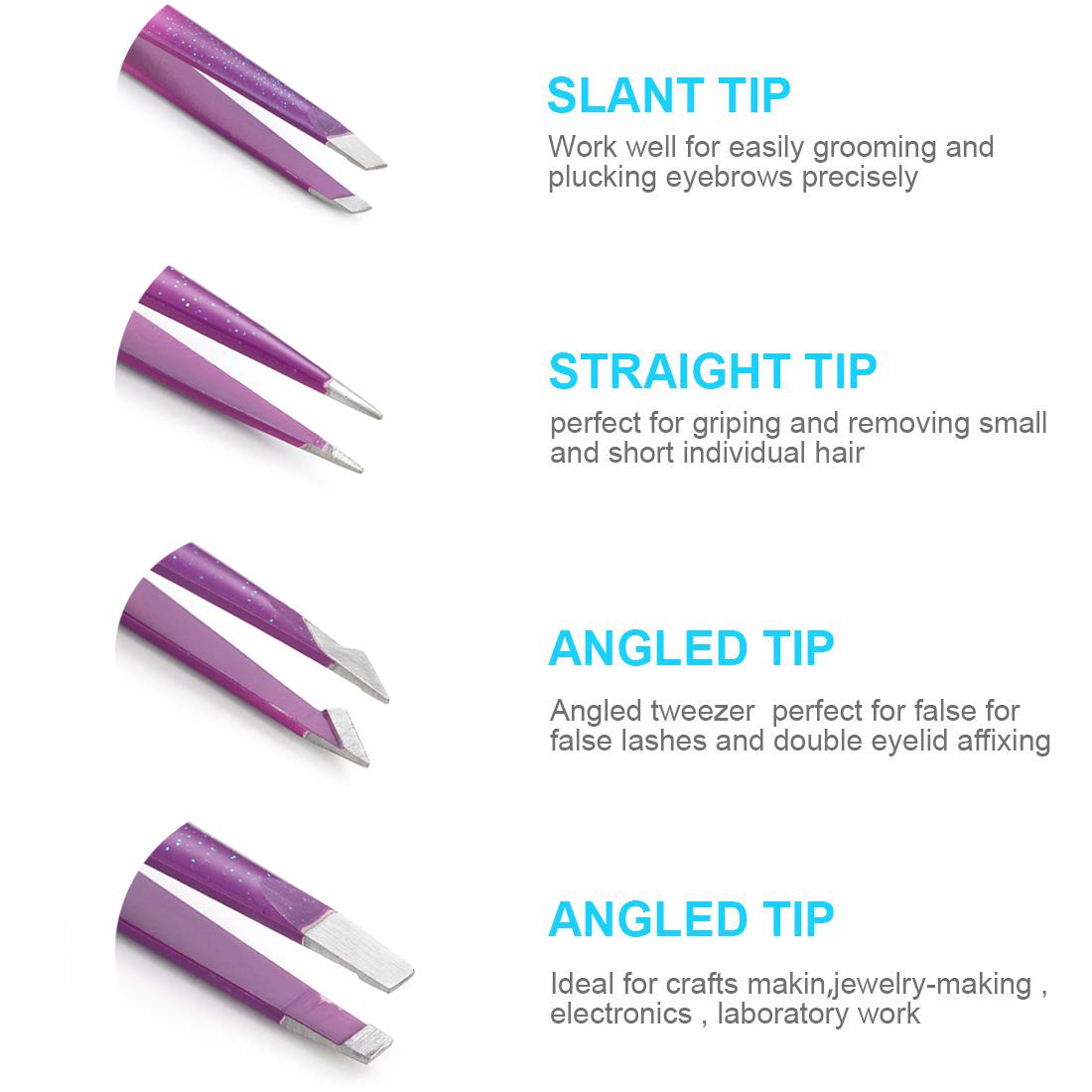 Slant Tweezers for Eyebrow - Professional Stainless Steel Slant Tip