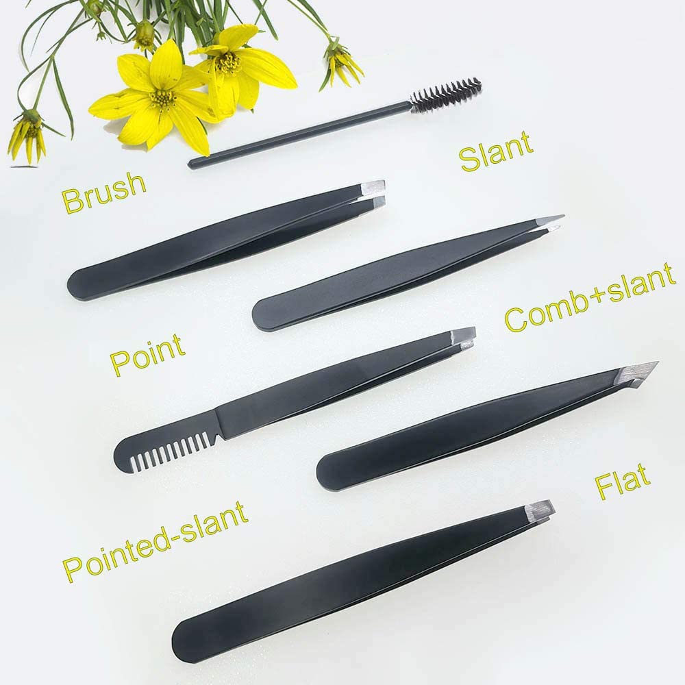 6pcs Pointed Tweezer Kit for Women Men