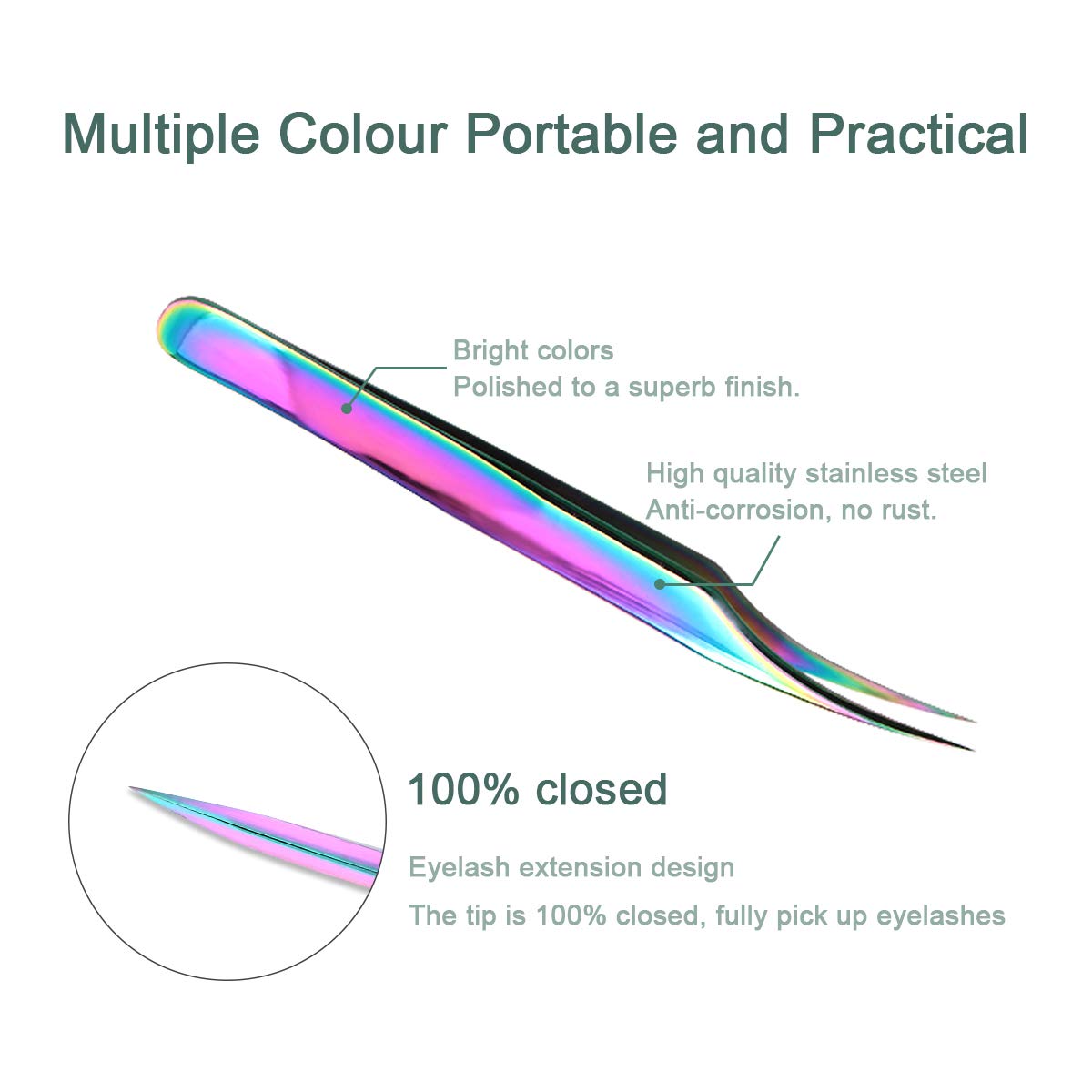 4 PCS Stainless Steel Curved Tip Precision Tweezers (Rainbow)