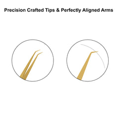 Eyelash Tweezers 45 Degree Angular Tip Golden Titanium Coated