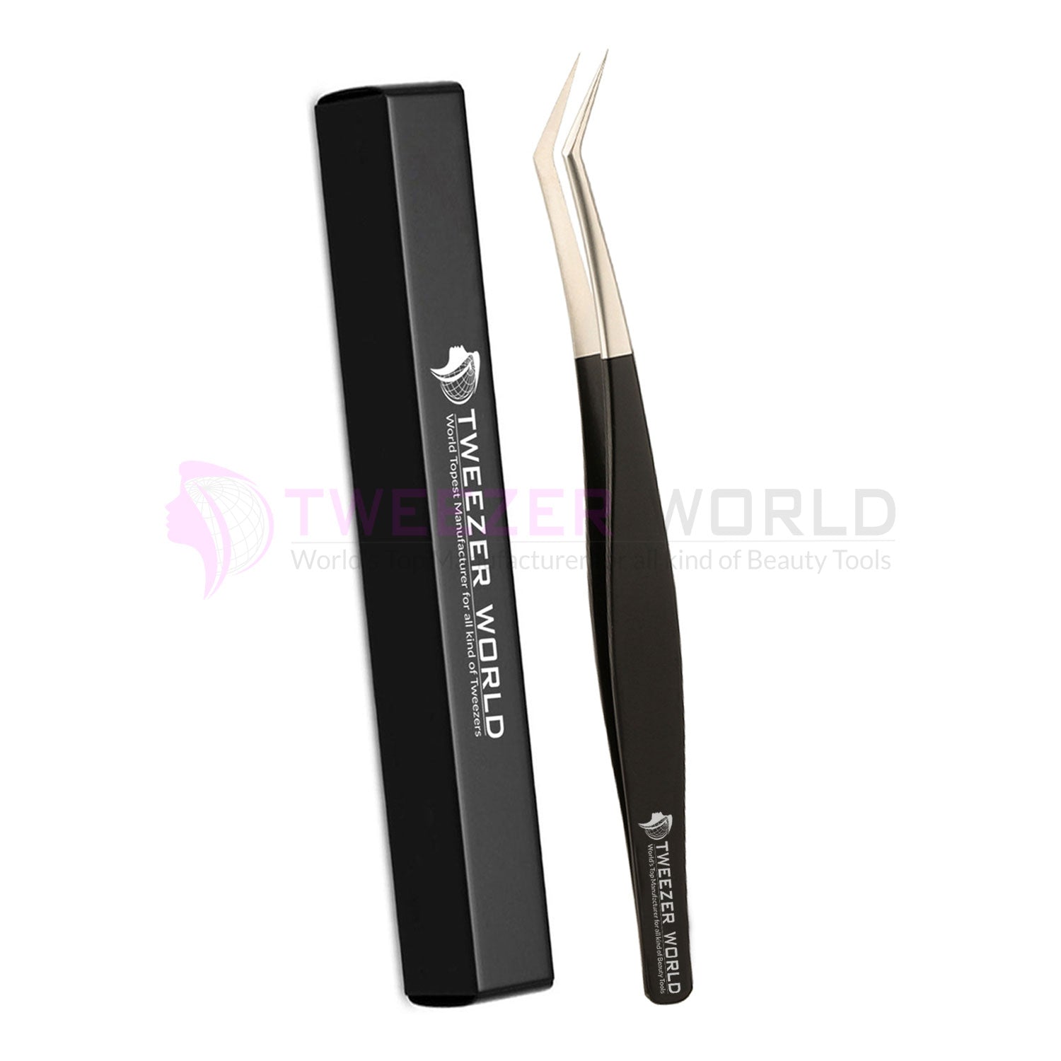 45 Degree Volume Black Powder Coated Best Eyelash Tweezers