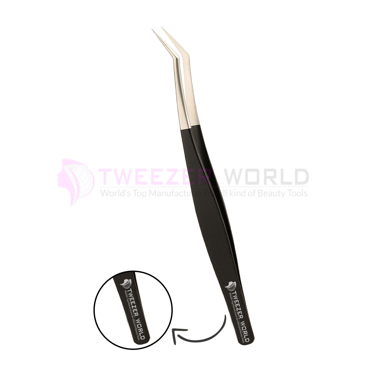 45 Degree Volume Black Powder Coated Best Eyelash Tweezers