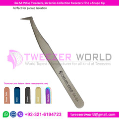 6A-SA Vetus Tweezers, SA Series Collection Tweezers Fine L-Shape Tip