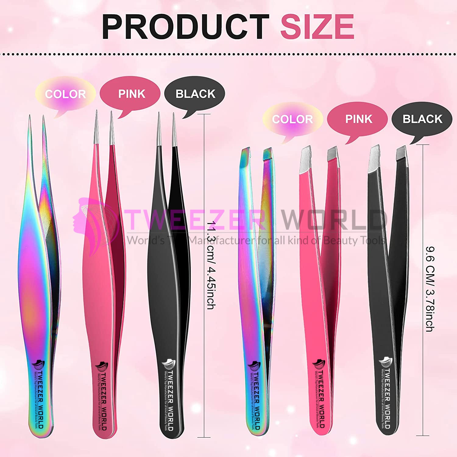 6cs Multiple Colors &amp; Style Professional Eyebrow Tweezers Set