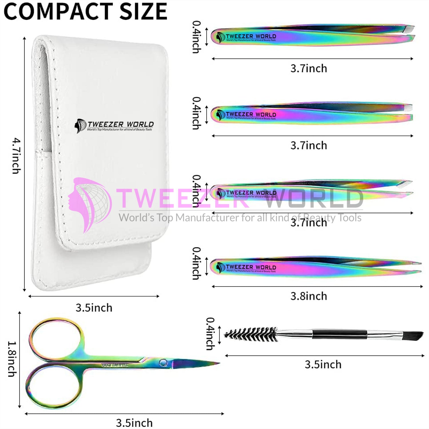 6cs Titanium Coated Multi Eyebrow Scissor Tweezers Set