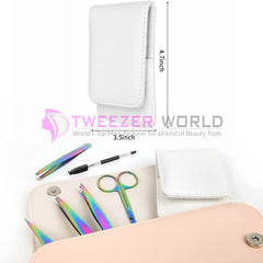 6cs Titanium Coated Multi Eyebrow Scissor Tweezers Set