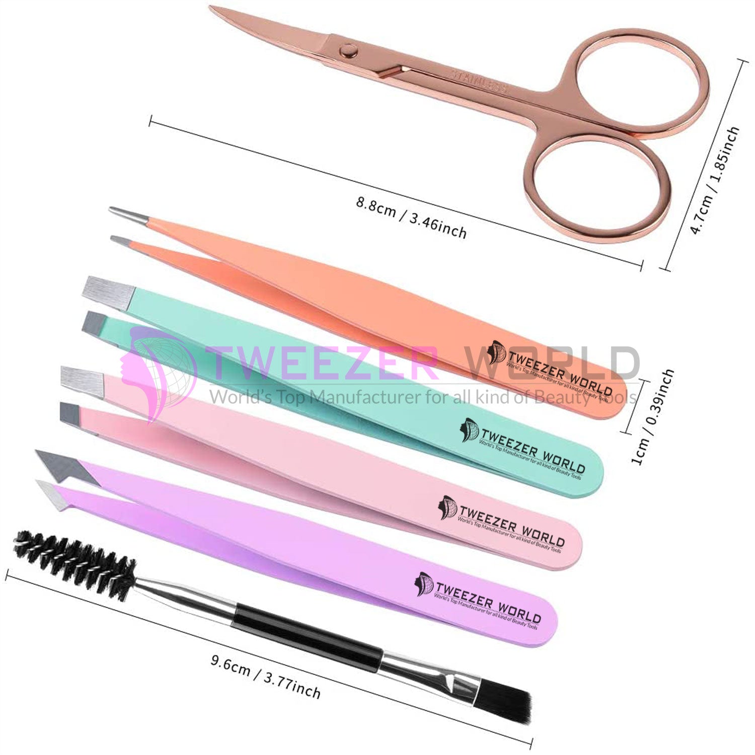 6Pcs Colorful Eyebrow Tweezers Set With Scissor Ingrown Hair Tool