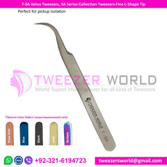 7-SA Vetus Tweezers, SA Series Collection Tweezers Fine L-Shape Tip