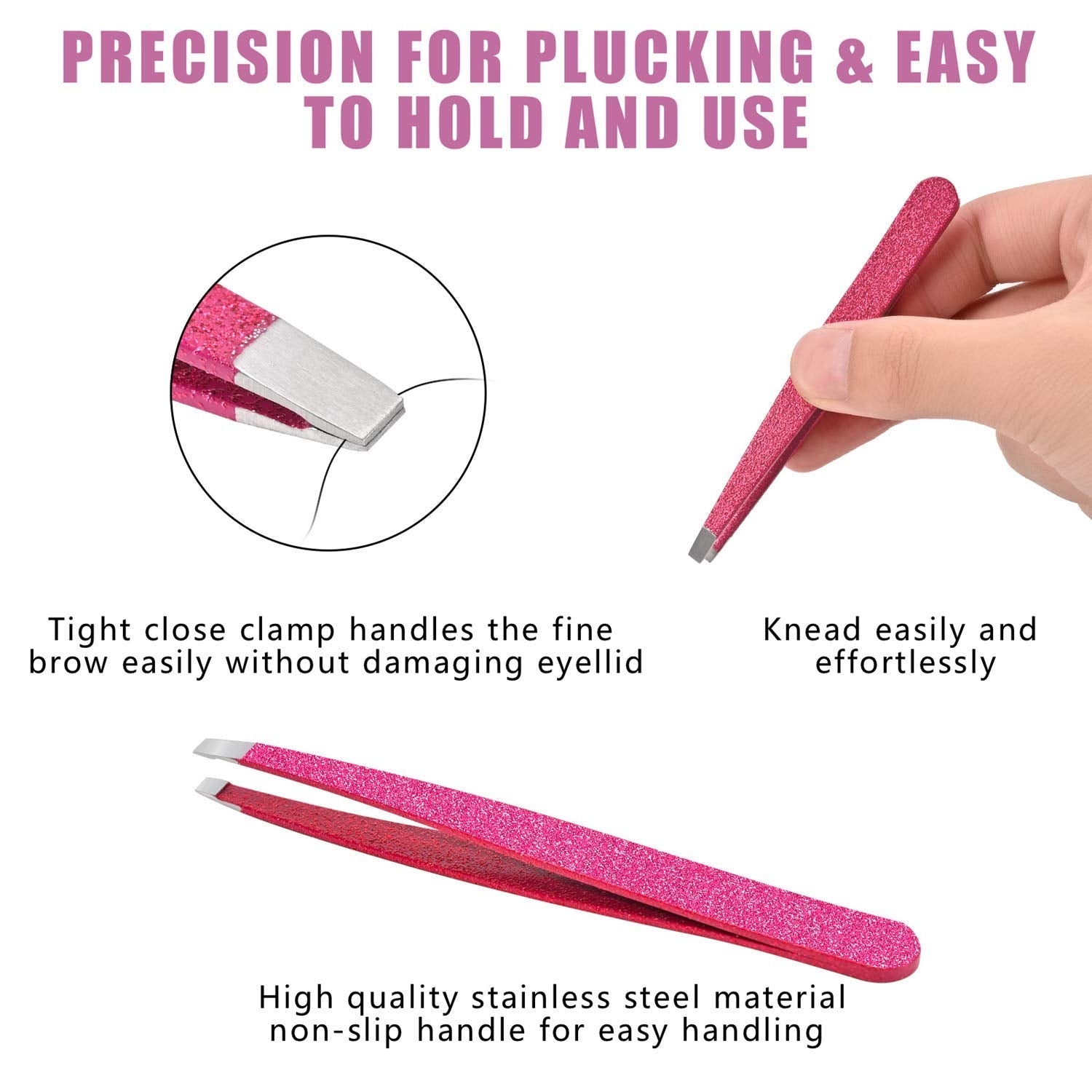 4-piece,Professional Slant Tip and Pointed Tweezers with Leather Case