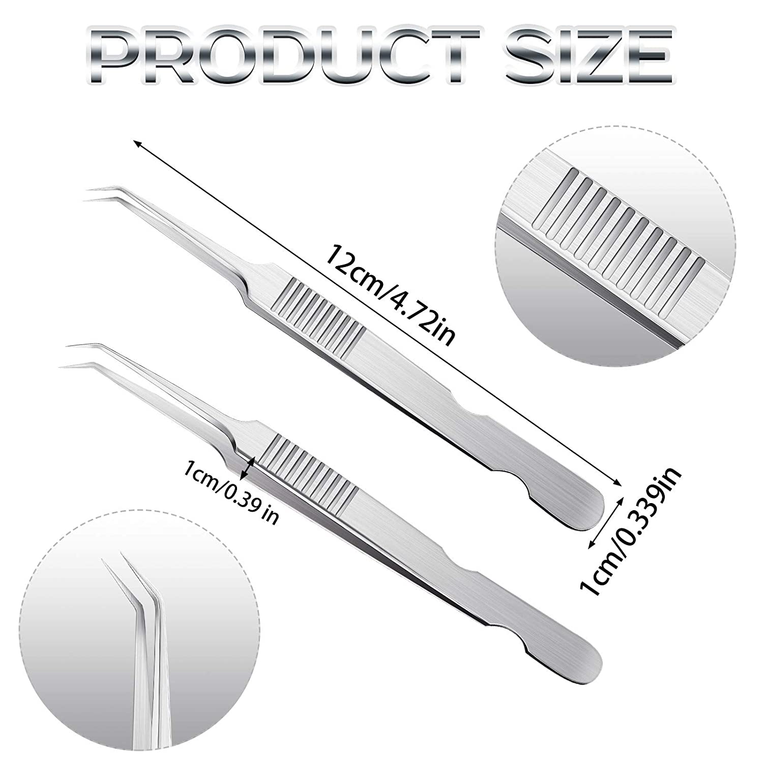 Stainless Steel 45 Degree Curved Tweezers Eyelash Applicator Tools