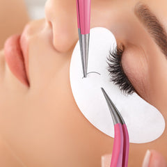 2pcs Pink Straight Curved Tip Tweezers Sets for Eyelash Extensions