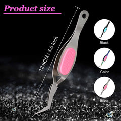 3 Pieces Crossing Locking Curved Craft Tweezers Pointed Tip Tweezers