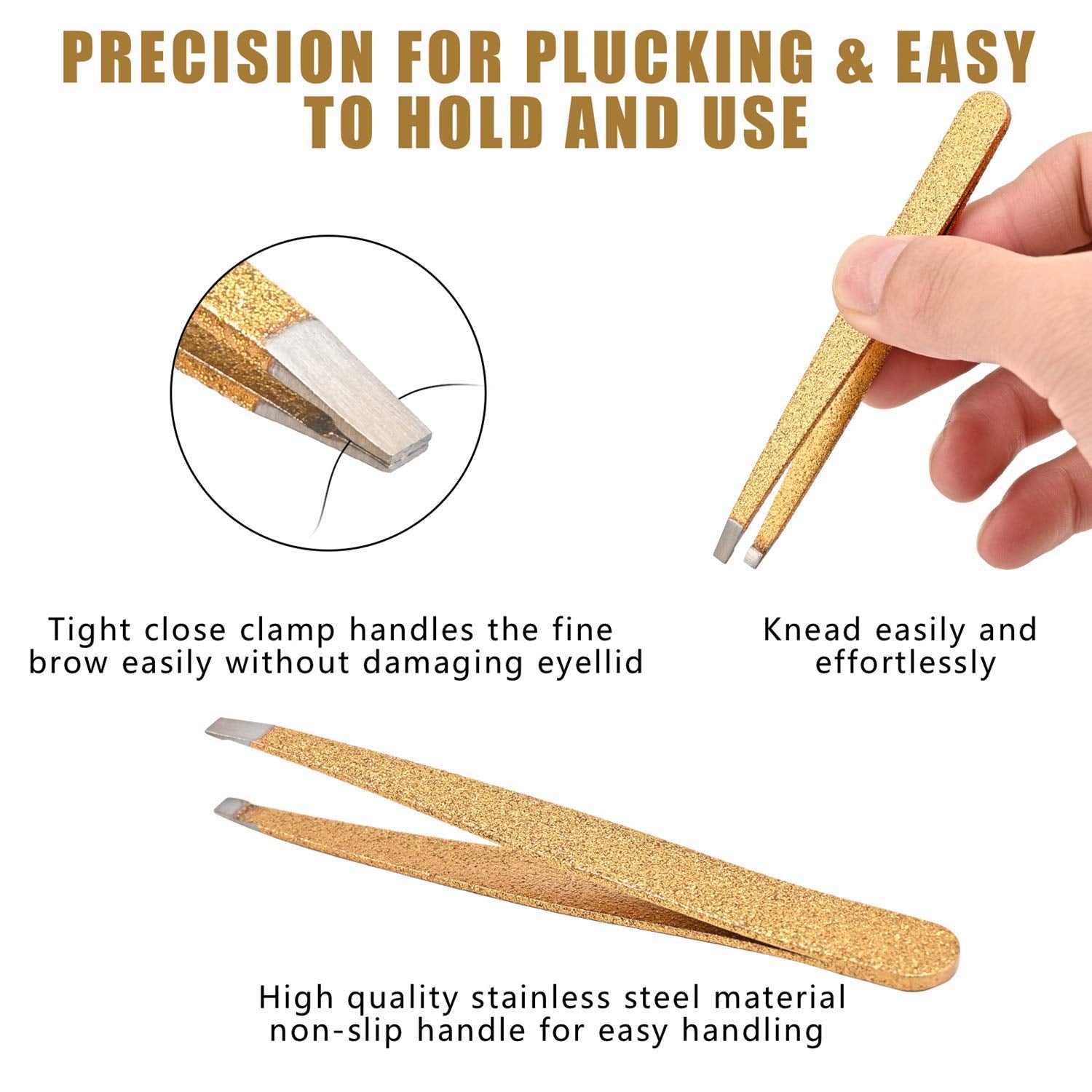 4pcs Rose Gold Professional Stainless Steel Tweezers