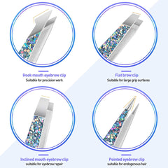 4pcs Tweezers Set Beauty Bling Tweezers Set for Women Girls