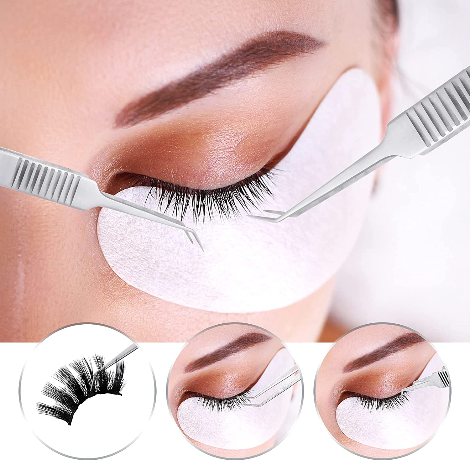 Stainless Steel 45 Degree Curved Tweezers Eyelash Applicator Tools