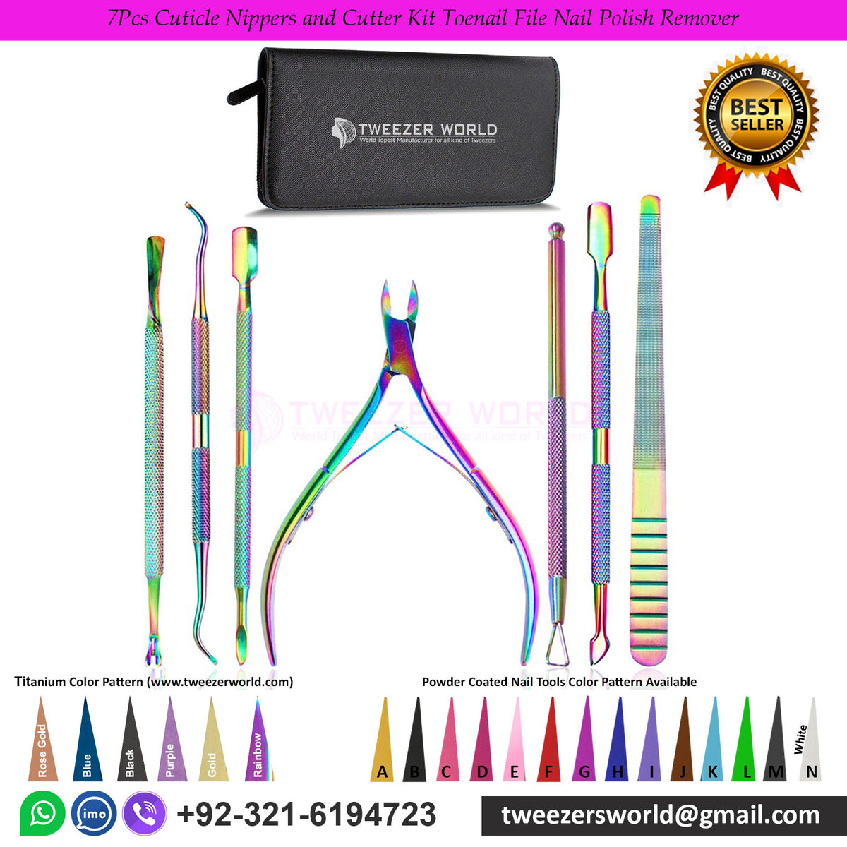 7Pcs Cuticle Nippers and Cutter Kit Toenail File Nail Polish Remover