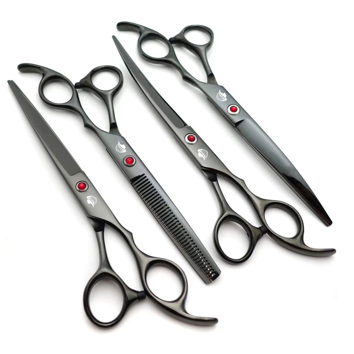 Titanium Pet Grooming Scissors Straight, Curved & Thinning Scissors 4pcs