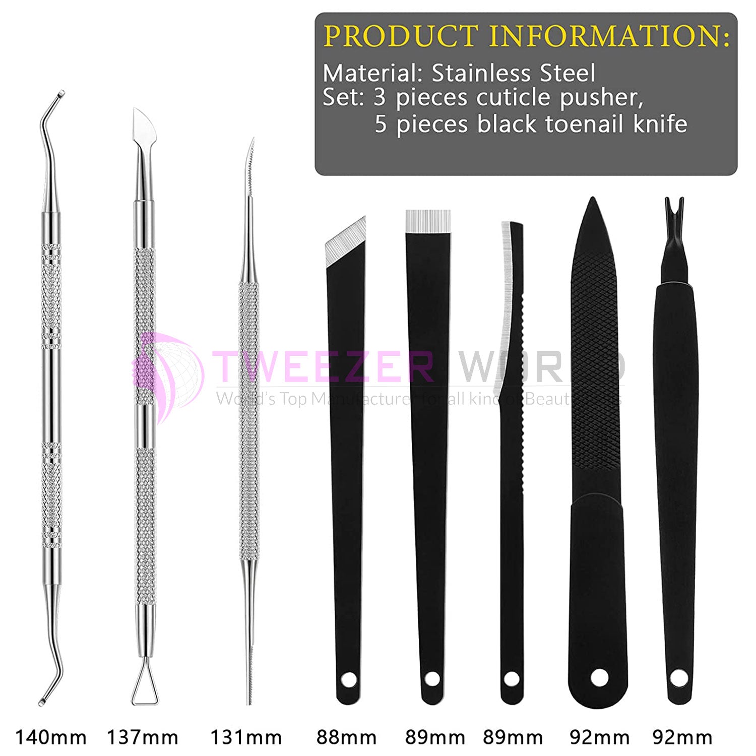 8 Pcs Toenail Knife Set Stainless Steel Nail Knifes And Foot Grooming Kit