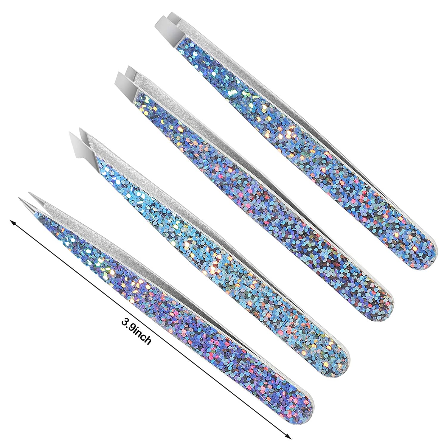 4pcs Tweezers Set Beauty Bling Tweezers Set for Women Girls