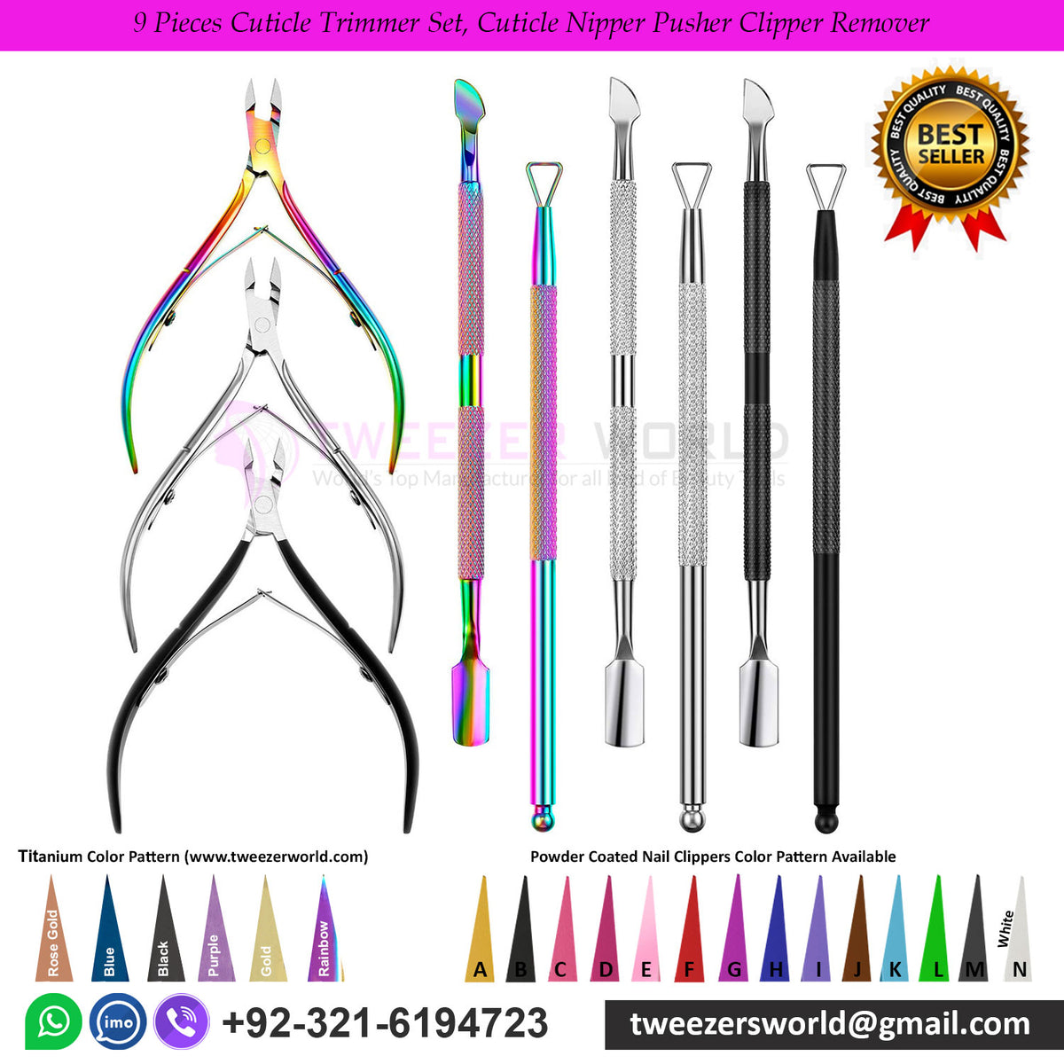 9 Pieces Cuticle Trimmer Set, Cuticle Nipper Pusher Clipper Remover