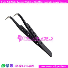 9-piece professional stainless steel anti-static watchmaker tweezer set in protective case