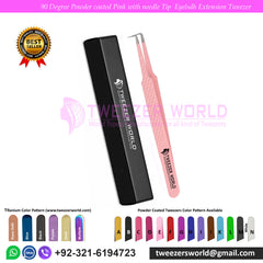 90 Degree Tweezers Powder Coated Pink For Eyelash Extension