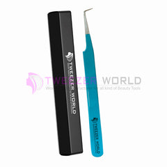 Professional 90 Degree Blue Handle Best Eyelash Tweezers