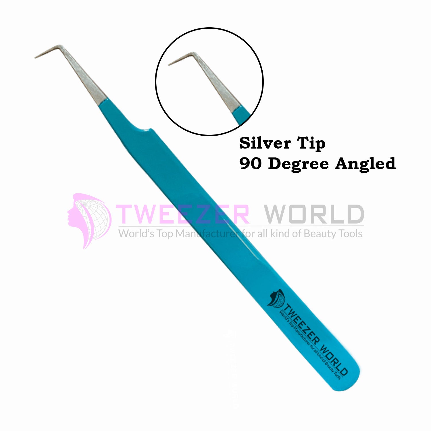 Professional 90 Degree Blue Handle Best Eyelash Tweezers