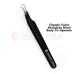 90 Degree Diamond Grip Black Powder Coated Best Eyelash Tweezers