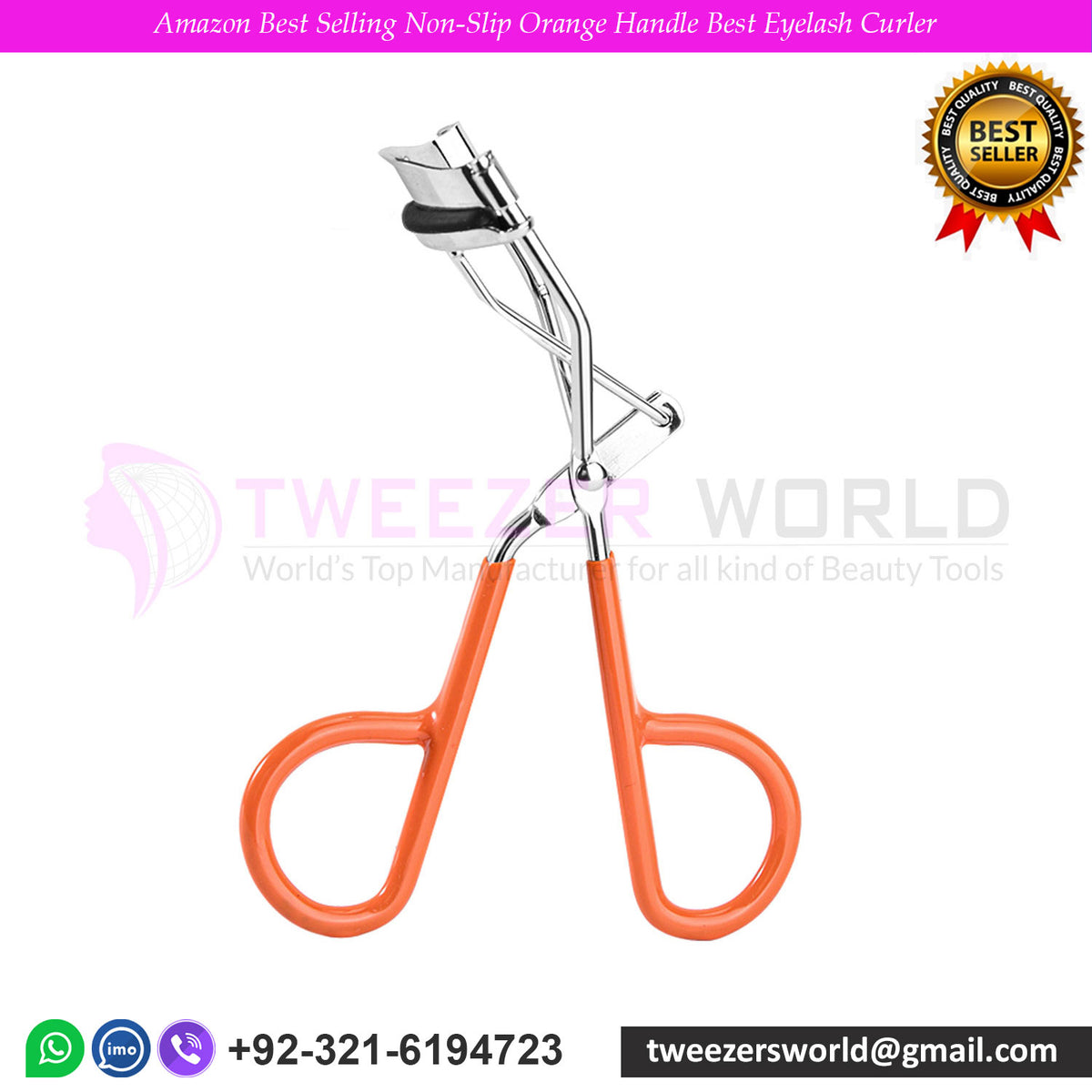 Amazon Best Selling Non-Slip Orange Handle Best Eyelash Curler