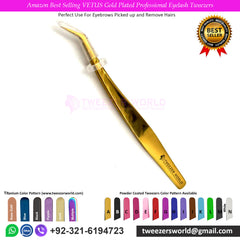 Amazon Best Selling VETUS Gold Plated Professional Eyelash Tweezers