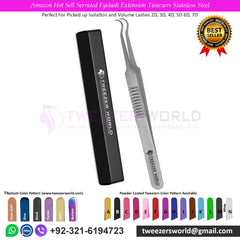 Amazon Hot Sell Serrated Eyelash Extension Tweezers Stainless Steel