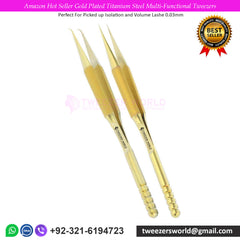 Amazon Hot Seller Gold Plated Titanium Steel Multi-Functional Tweezers