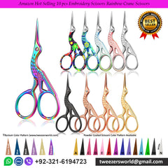 Amazon Hot Selling 10 pcs Embroidery Scissors Rainbow Crane Scissors