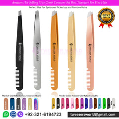 Amazon Hot Selling 5Pcs Comb Tweezers Set Best Tweezers For Fine Hair