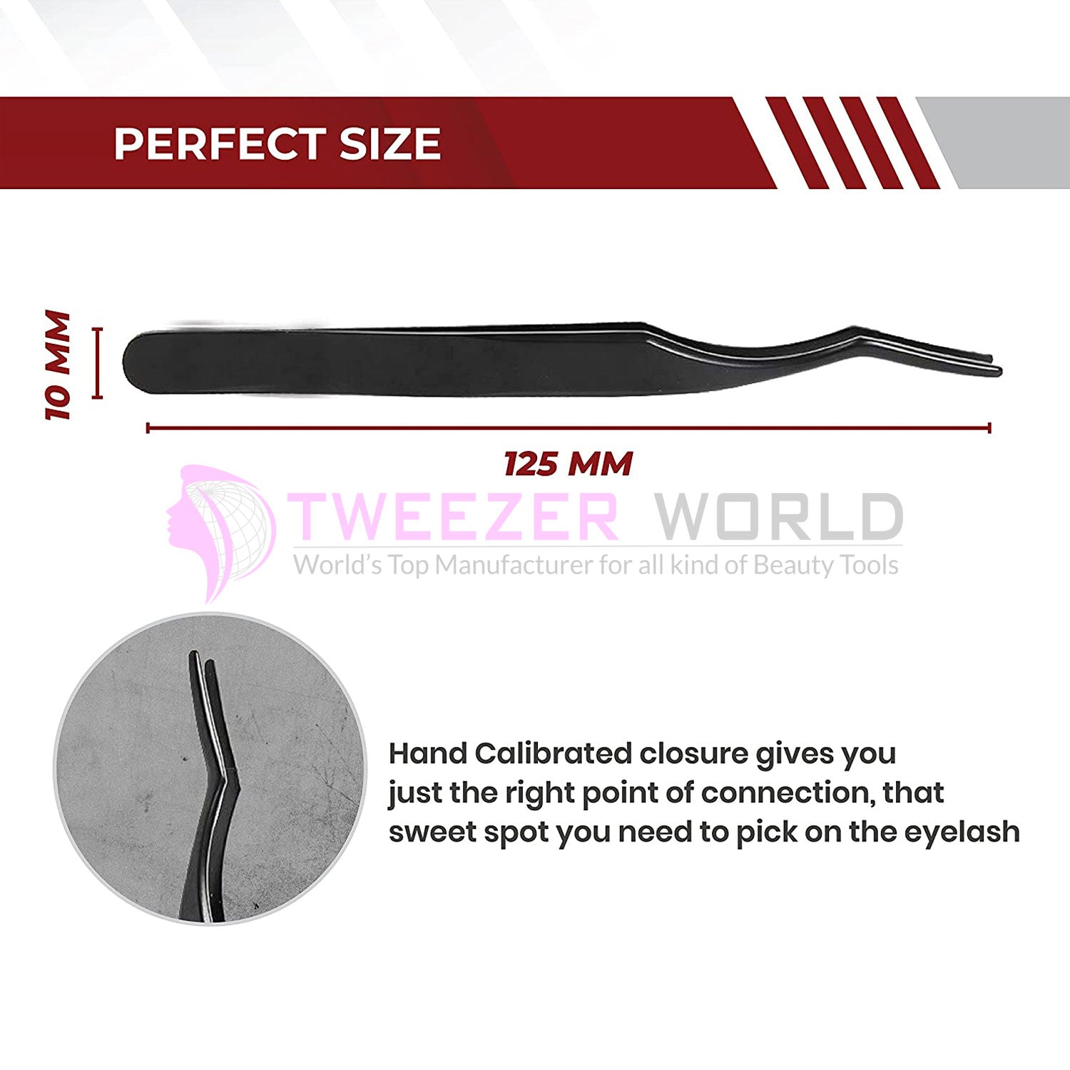 False Volume Eyelash Applicator Jet Black Tweezers