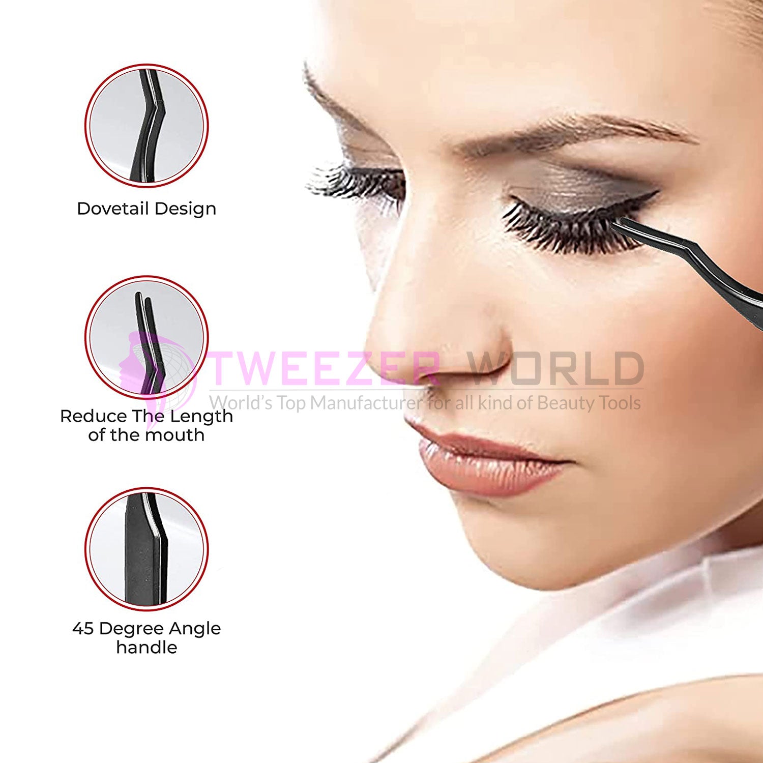 False Volume Eyelash Applicator Jet Black Tweezers